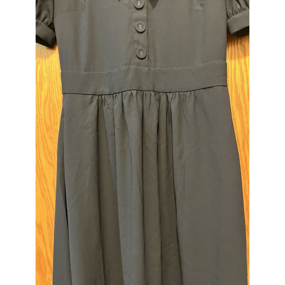 Alexia Admor NWT Navy Blue Contrast Collar Puff Sleeve Midi Dress Size 8 Vintage - Picture 6 of 15